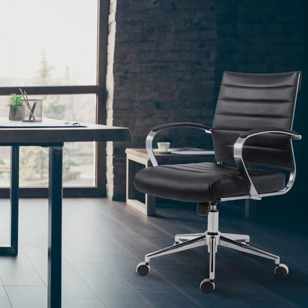 Kancelárska stolička Oakland - koženka - Čierna