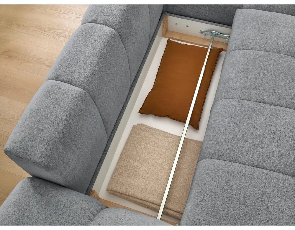 Tmavosivá ženilková rozkladacia/s úložným priestorom rohová pohovka (pravý roh/s leňoškou) Everest – Bobochic Paris