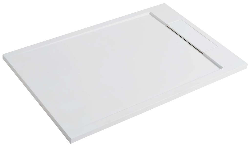 Cerano Loro, obdĺžniková sprchová vanička z liateho mramoru 120x80x3,5 cm, biela matná, CER-CER-413609