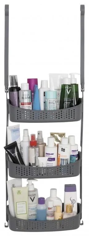 Erga Wiki, závesný organizér do kúpeľne z PVC, 3 police, šedá, ERG-YKA-CH.WIKI-3-GRY