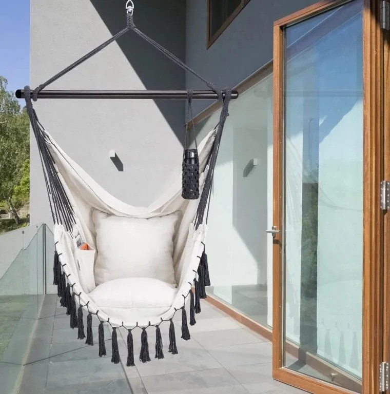 Závěsné houpací křeslo Alex krémové