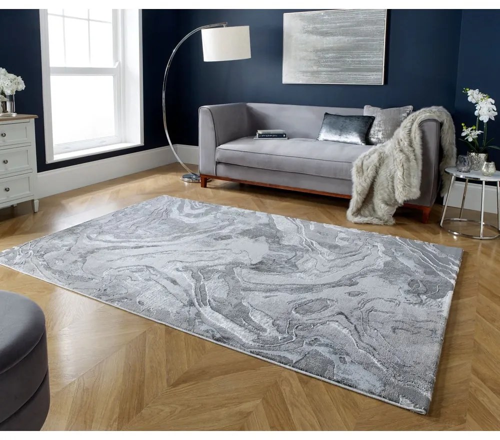 Koberec v sivo-striebornej farbe 80x150 cm Marbled – Flair Rugs