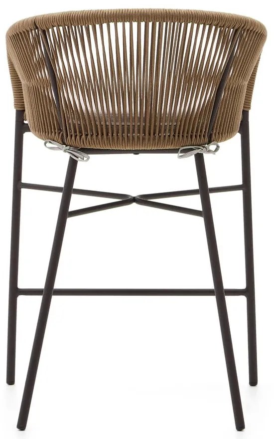 Béžová kovová/polstrovaná záhradná barová stolička Yanet – Kave Home