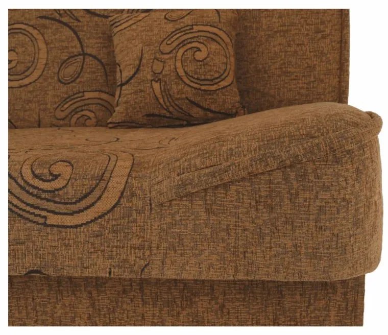 Kondela Pohovka, rozkladacia, látka zlatá + vzor, ASIA NEW