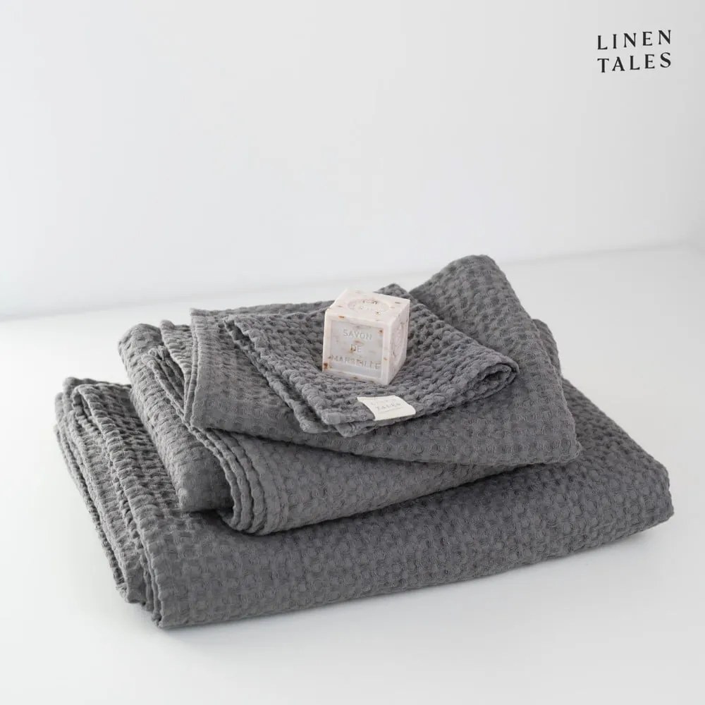 Tmavosivé uteráky a osušky v súprave 3 ks Honeycomb - Linen Tales