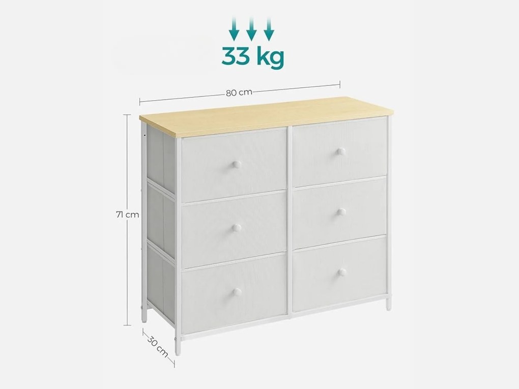 Komoda so zásuvkovými boxmi HESTO 80x71 cm, dub/biela