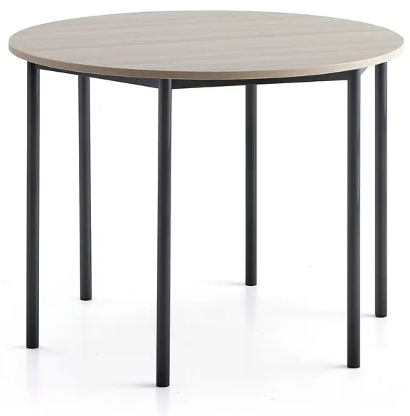 Stôl SONITUS PLUS, Ø1200x900 mm, HPL - jaseň, antracit