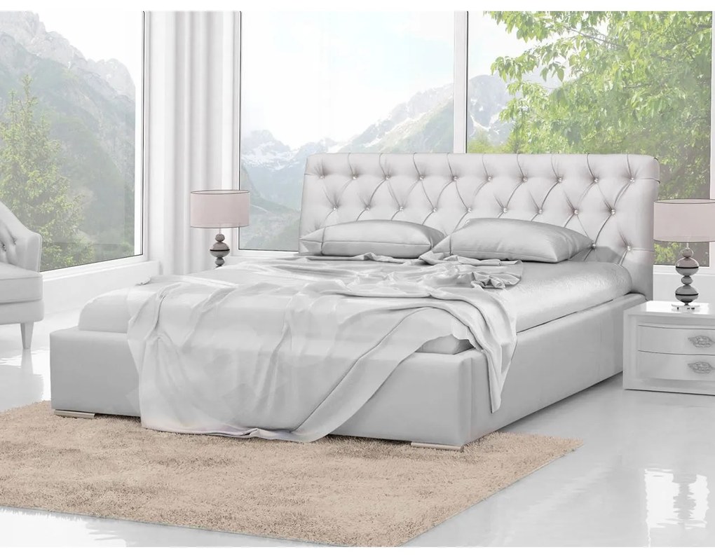 Kontinentálna posteľ Enoa, Rozmer postele: 160x200, Dostupné poťahy: ekokoža Soft 017 (biela)