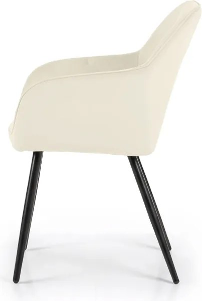 Sada štyroch jedálenských stoličiek DIAMANTE zamatové, krémové / čierne nohy (4 ks)