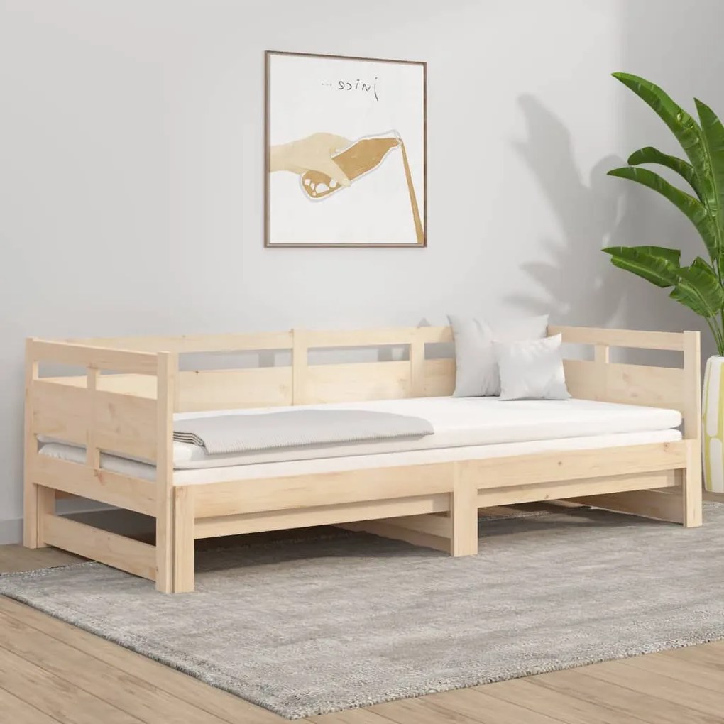 vidaXL Rozkladacia denná posteľ borovicový masív 2x(80x200) cm