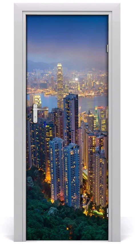 Fototapeta samolepiace na dvere Hongkong noc 95x205 cm