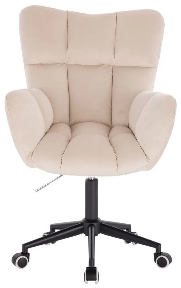 LuxuryForm DESIGN Kreslo AURORA VELUR na čiernej podstave s kolieskami - krémové