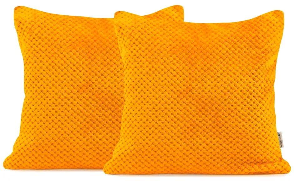 Súprava 2 oranžových dekoratívnych obliečok na vankúš z mikrovlákna DecoKing Henry, 45 x 45 cm