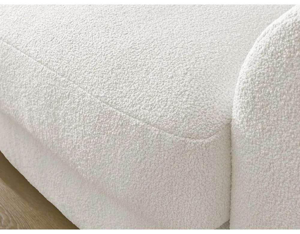 Biela rohová pohovka z textílie buklé (ľavý roh/s leňoškou) Leonore – Bobochic Paris