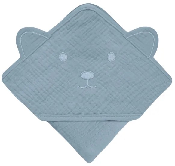 Lionelo - Detská osuška s kapucňou MUSLIN HOODED TOWEL Grey Sky