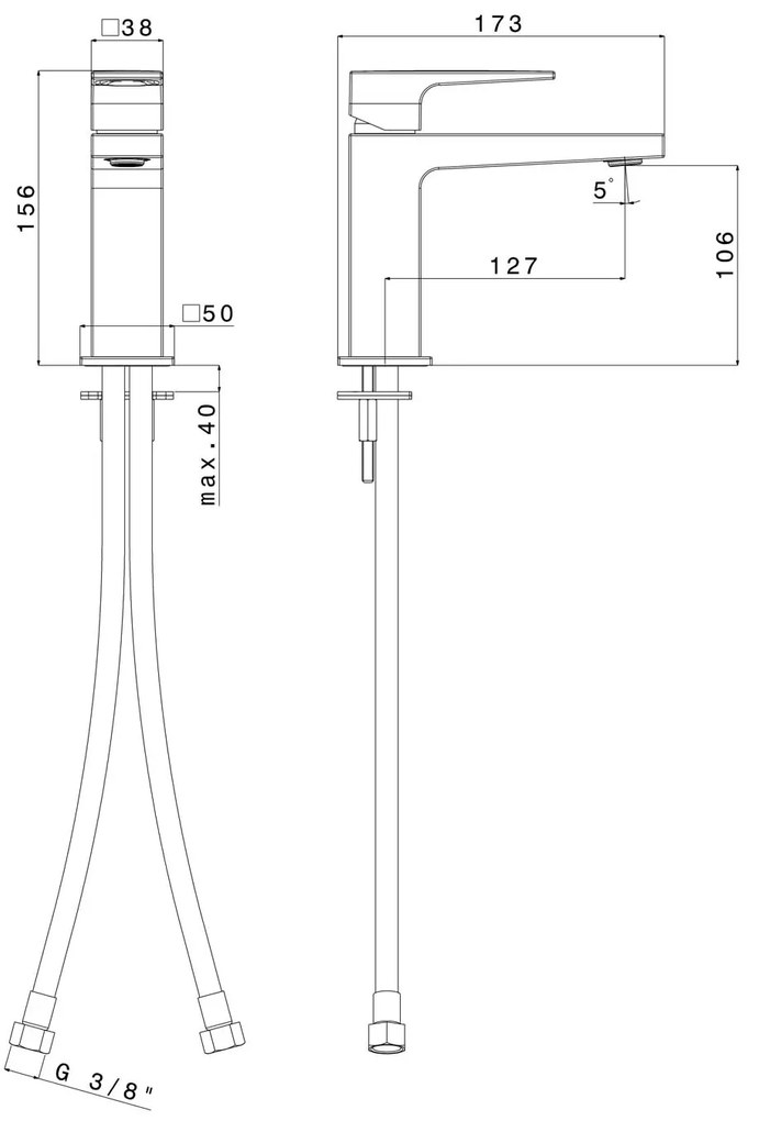 Sapho Sapho, DIMY stojánkova umývadlová batéria bez výpuste, chrómová, DM002