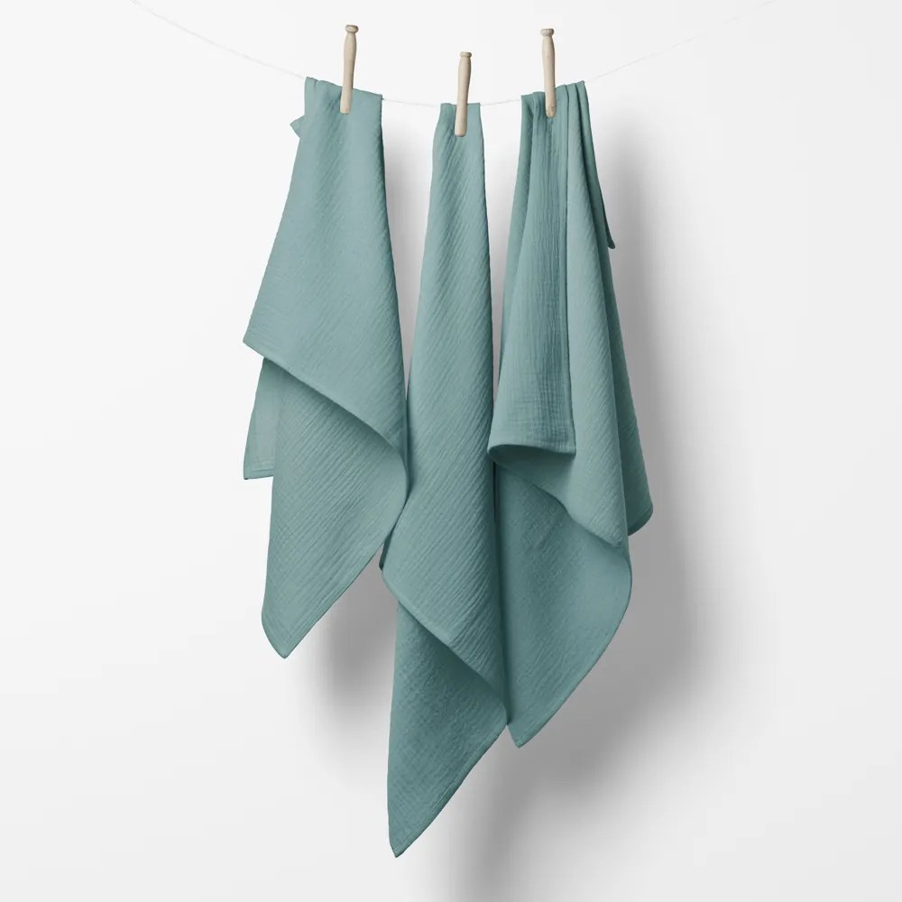 Biante Mušelínová plienka/dečka Nature MSN-050 Pastelovo modrozelená - ZVÝHODNENÁ SADA 3 KS 70x70 cm - Sada 3 ks