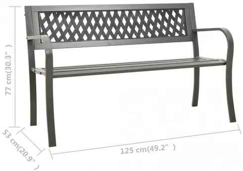 vidaXL Záhradná lavička 125 cm oceľ sivá-