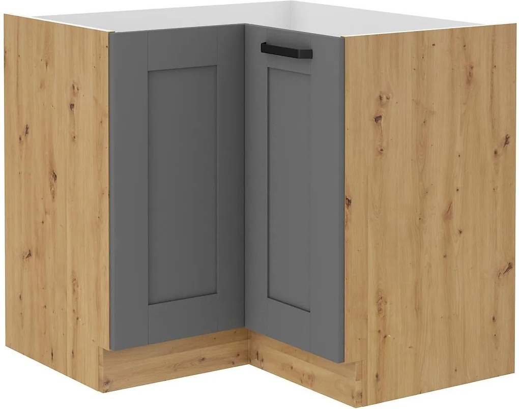 Rohová dolná kuchynská skrinka Lucid 90x90 DN 2F BB (korpus: dub artisan + front: mdf dustgrey). Vlastná spoľahlivá doprava až k Vám domov. 1134749