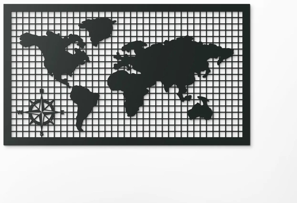 drevko Drevená mapa sveta na stenu Rozmer obrazu: 37,5 x 65 cm, Farba dekorácie: Čierna