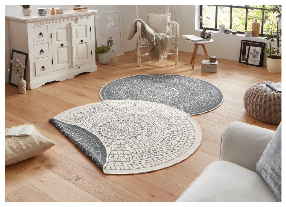 Sivo-krémový vonkajší koberec NORTHRUGS Porto, ø 200 cm