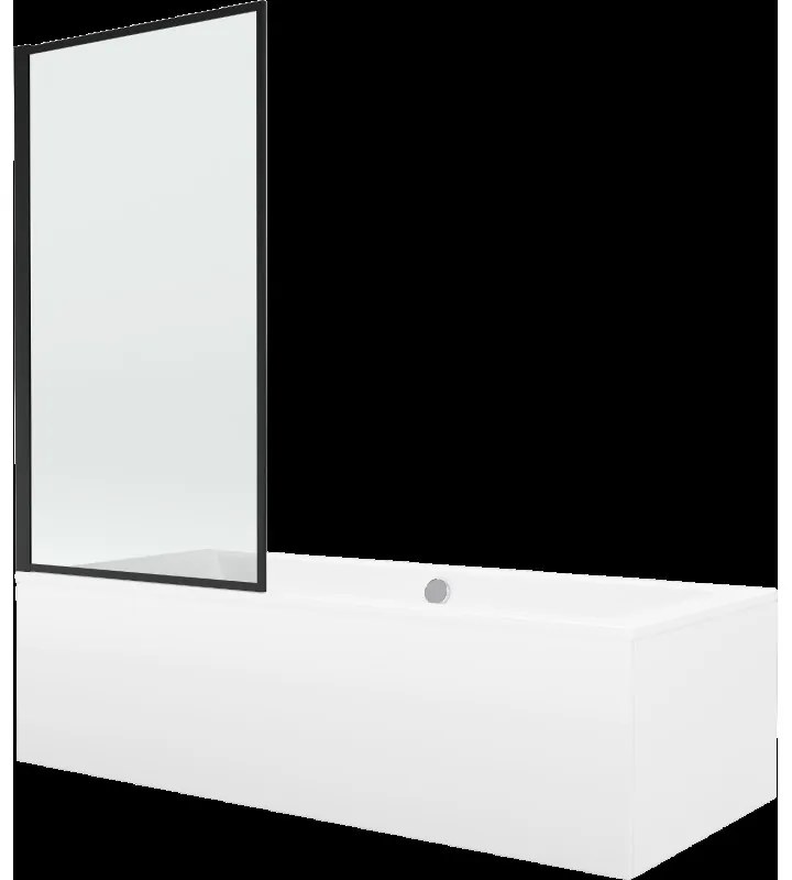 Mexen Cube obdĺžniková vaňa 180 x 80 cm s obkladom a 1-krídlovou sprchovou zástenou 80 cm, čierny vzor - 550518080X9308017070