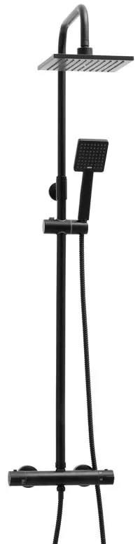 Sprchová termostatická súprava FLOW - čierna - hlavica 20x20 cm