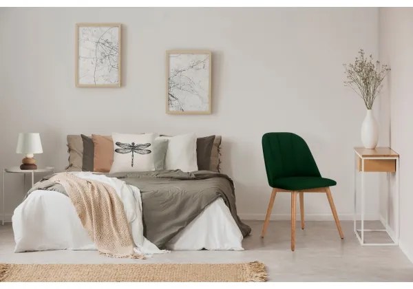 Jedálenská stolička BAKERI 86x48 cm tmavozelená/svetlý dub