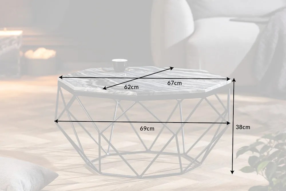 Konferenčný stolík Diamond 70cm mramor šedý