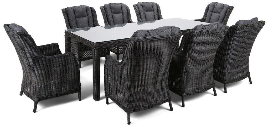 Záhradná jedálenská súprava KINGSTON 230 tmavosivá s 8 kreslami