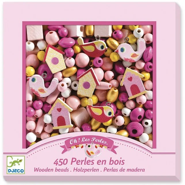 Djeco Drevené korálky Vtáčiky