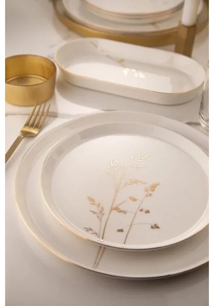 Jedálenská súprava 27 ks biela/zlatá/porcelán