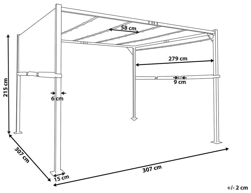 Pergola s LED svetlami 310 x 310 cm sivá PARGA Beliani