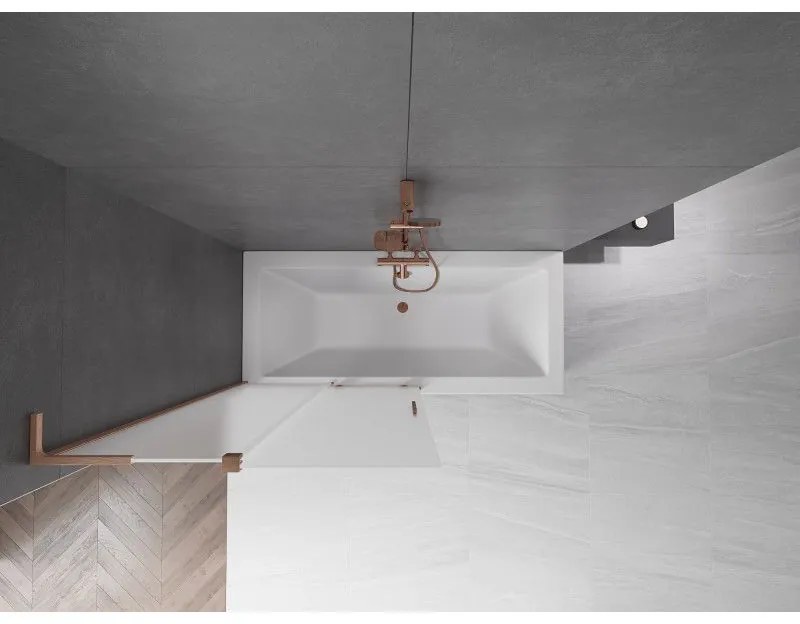 Mexen Velar L, 2-krídlová posuvná vaňová zástena 100 x 150 cm, 8mm sklo námraza, medená matná, 896-100-003-31-65