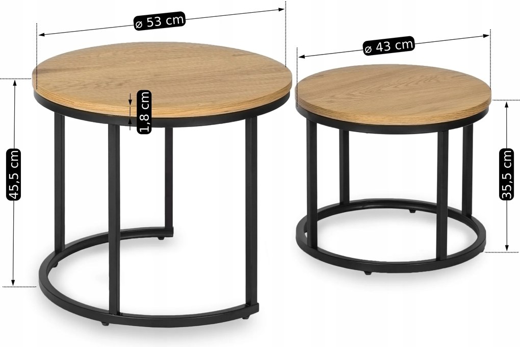PROXIMA.store - Set konferenčných stolíkov DELIA VEĽKOSŤ: MAXI