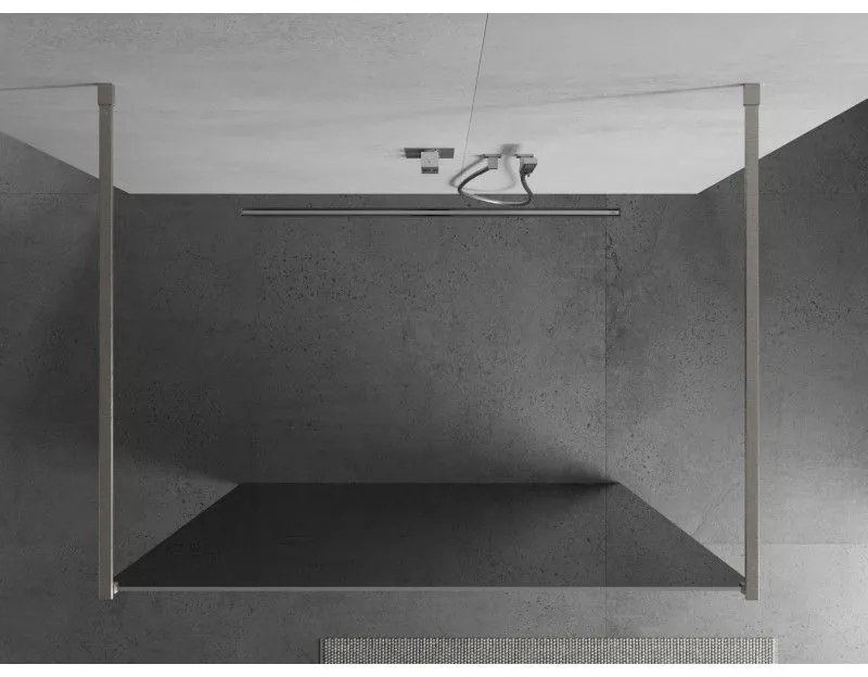 Mexen Kioto, sprchová zástena Walk-In 110 x 200 cm, 8mm sklo vzor zrkadlo, brúsená oceľ profil, 800-110-002-97-50