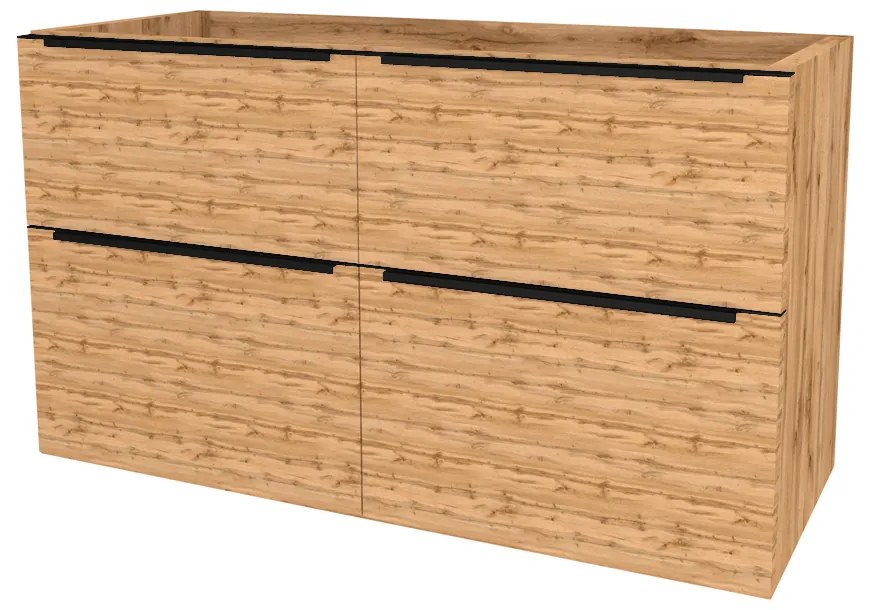 Mereo, Mereo Mailo, kúpeľňová skrinka 121 cm, čierne madlo, Multidecor, Dub Wotan, MER-CN593SBDWOT