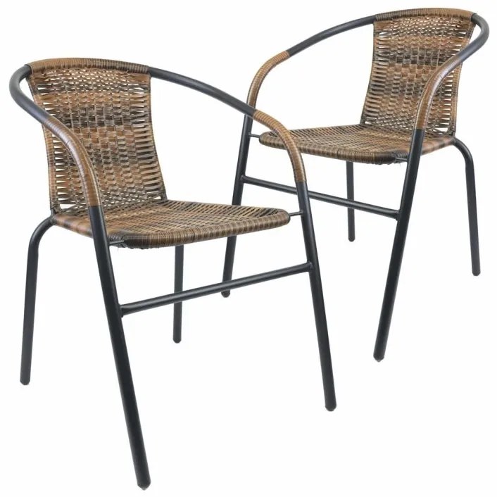 Sada záhradných bistro stoličiek, stohovateľná, hnedá, 2 ks