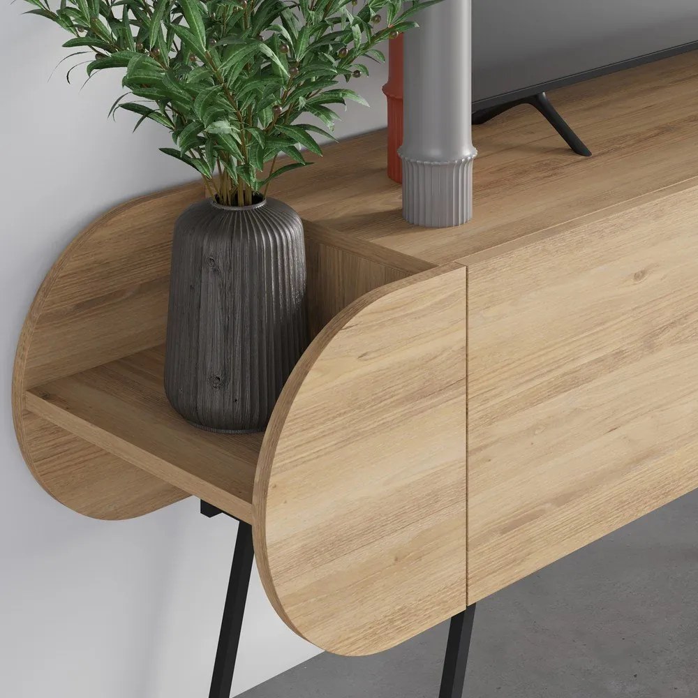 TV stolík v dekore duba v prírodnej farbe 195x57 cm Saluso – Marckeric