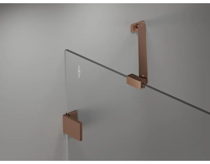 Mexen Lunar Duo, výklopný sprchový kút 120 x 80 cm, 8mm číre sklo, profil medená matná, 834-120L-080P-65-00
