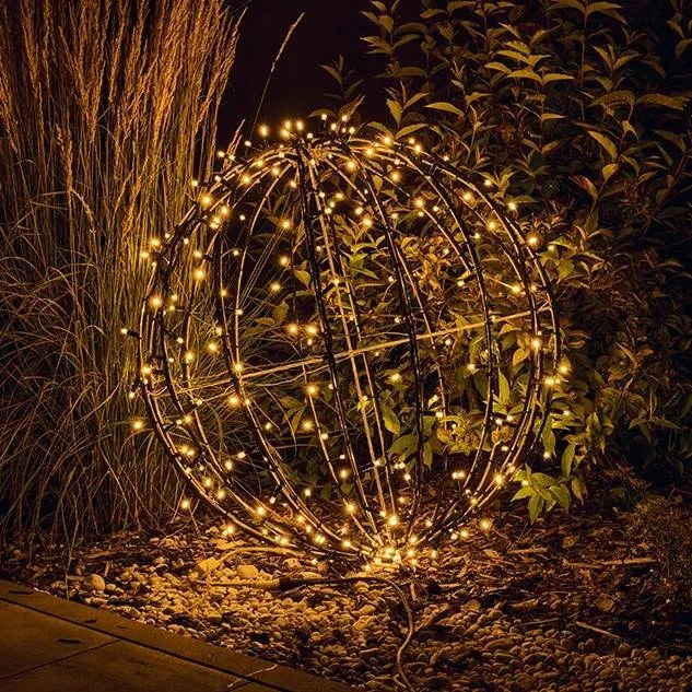 Svetelná guľa LED, teplá biela, priemer 100 cm, čierny kábel