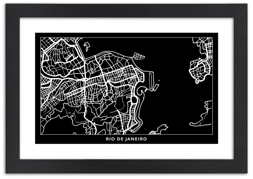 Gario Plagát Plán mesta Rio de Janeiro Farba rámu: Bez rámu, Rozmery: 30 x 20 cm