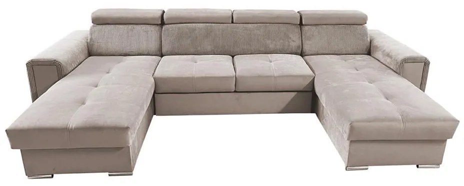 Rozkladacia sedacia súprava s univerzálnym rohom do U s úložným priestorom SALVADA béžová