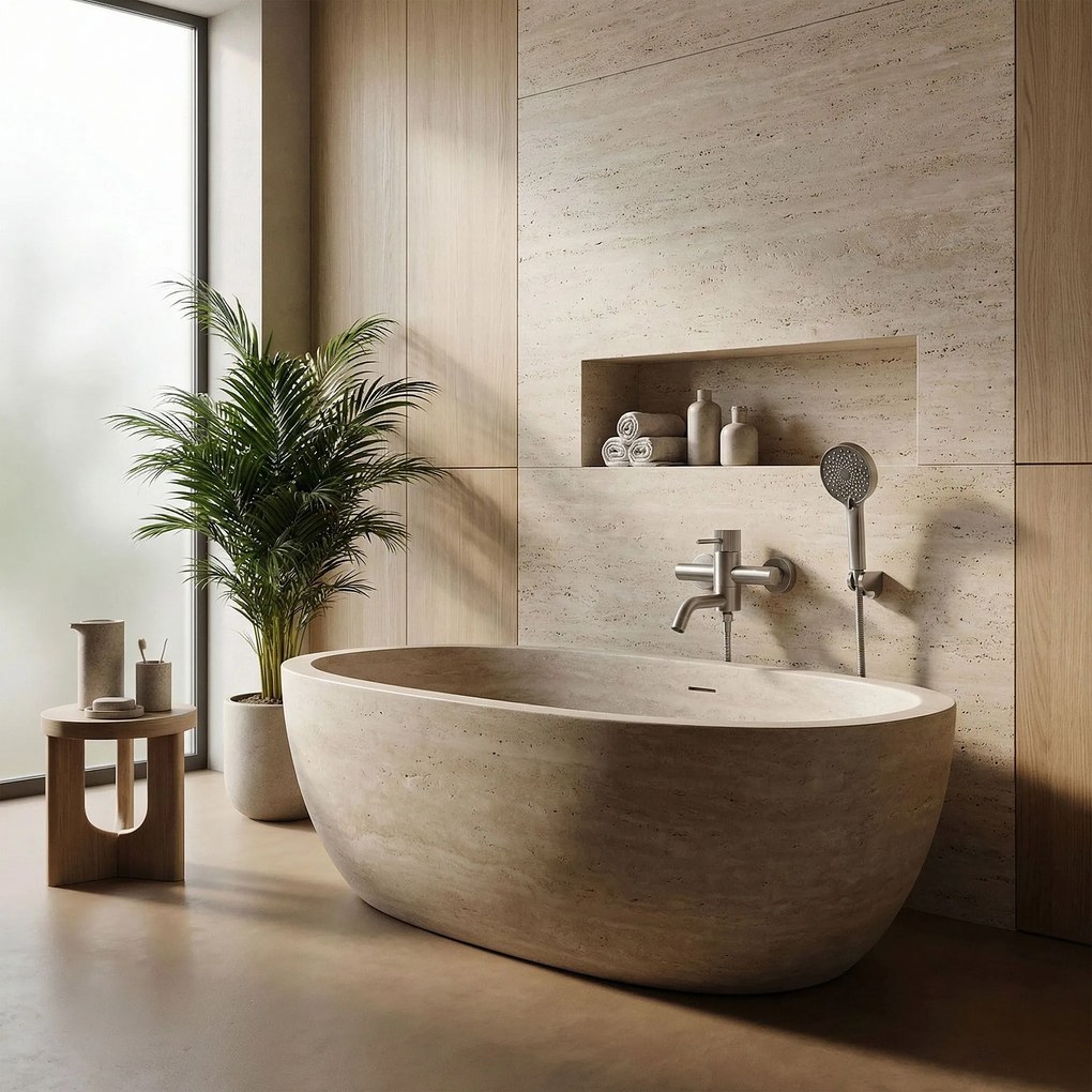 Rea Lungo, vaňová batéria s ručnou sprchovou súpravou, brúsená oceľ, REA-B8057