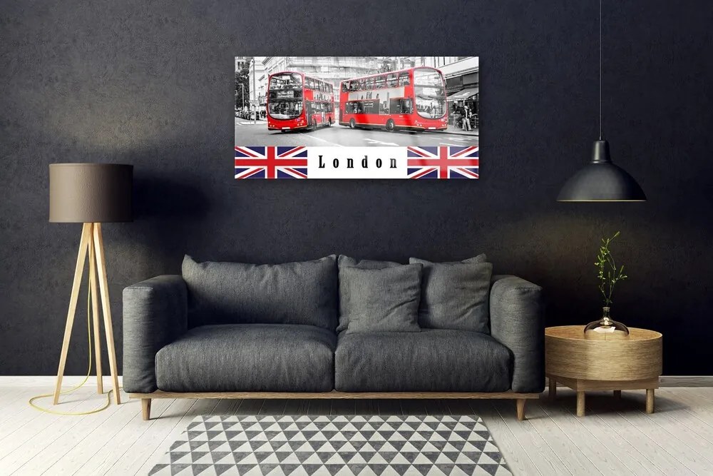 Skleneny obraz Londýn autobus umenie 140x70 cm