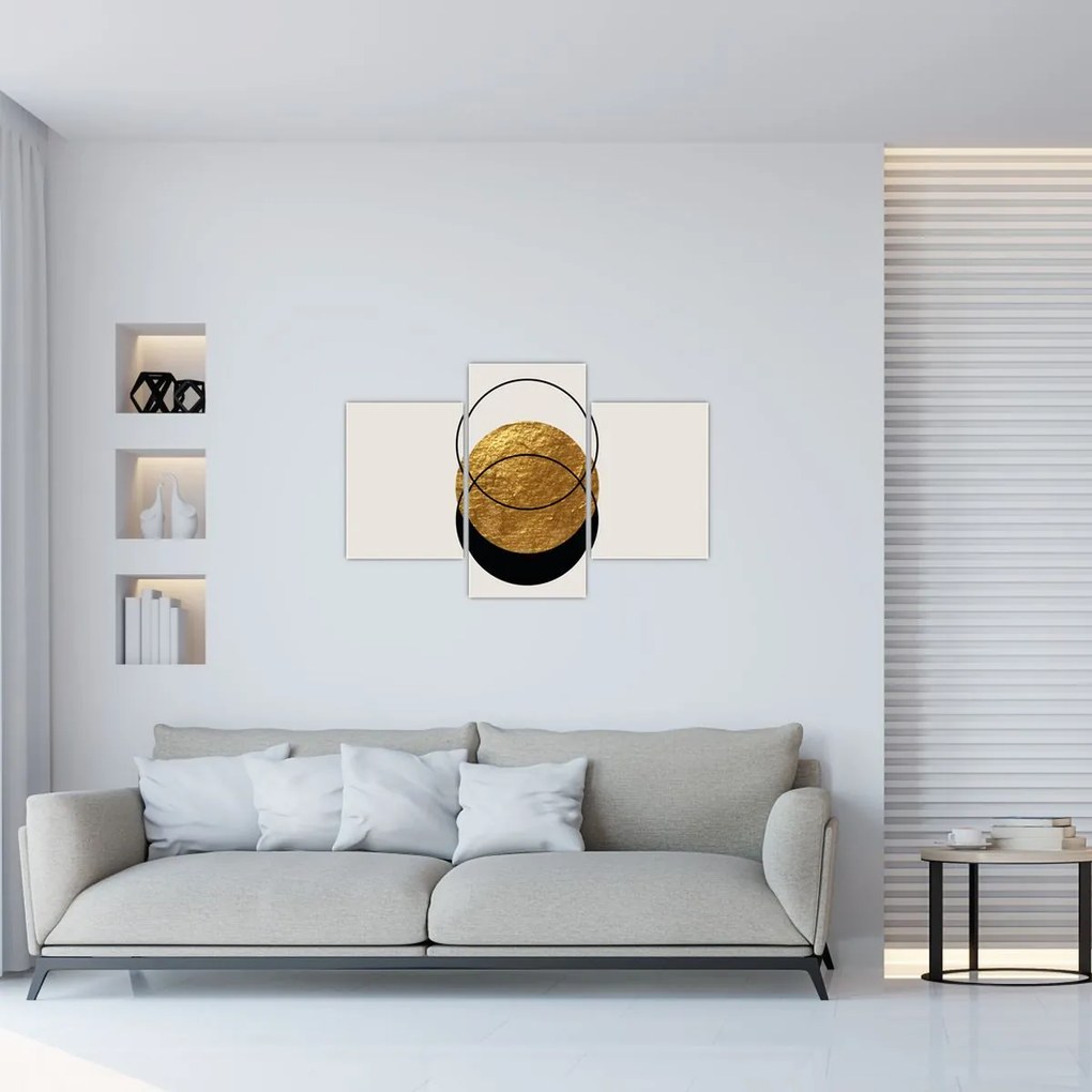 Obraz - Abstrakcia zlatá a biela N⁰2 (90x60 cm)