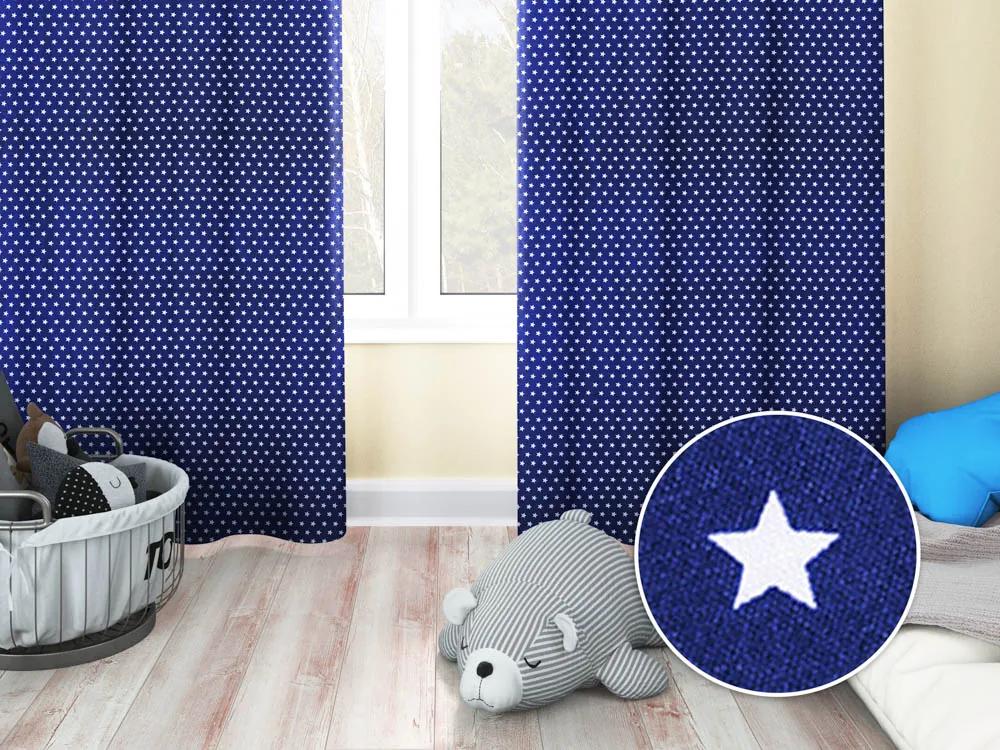 Biante Detský bavlnený záves Sandra SA-352 Biele hviezdičky na modrom 130x150 cm