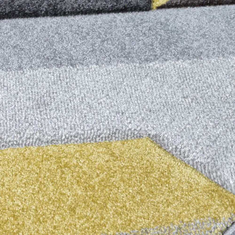 Flair Rugs koberce Kusový koberec Hand Carved Aurora Grey / Ochre - 120x170 cm