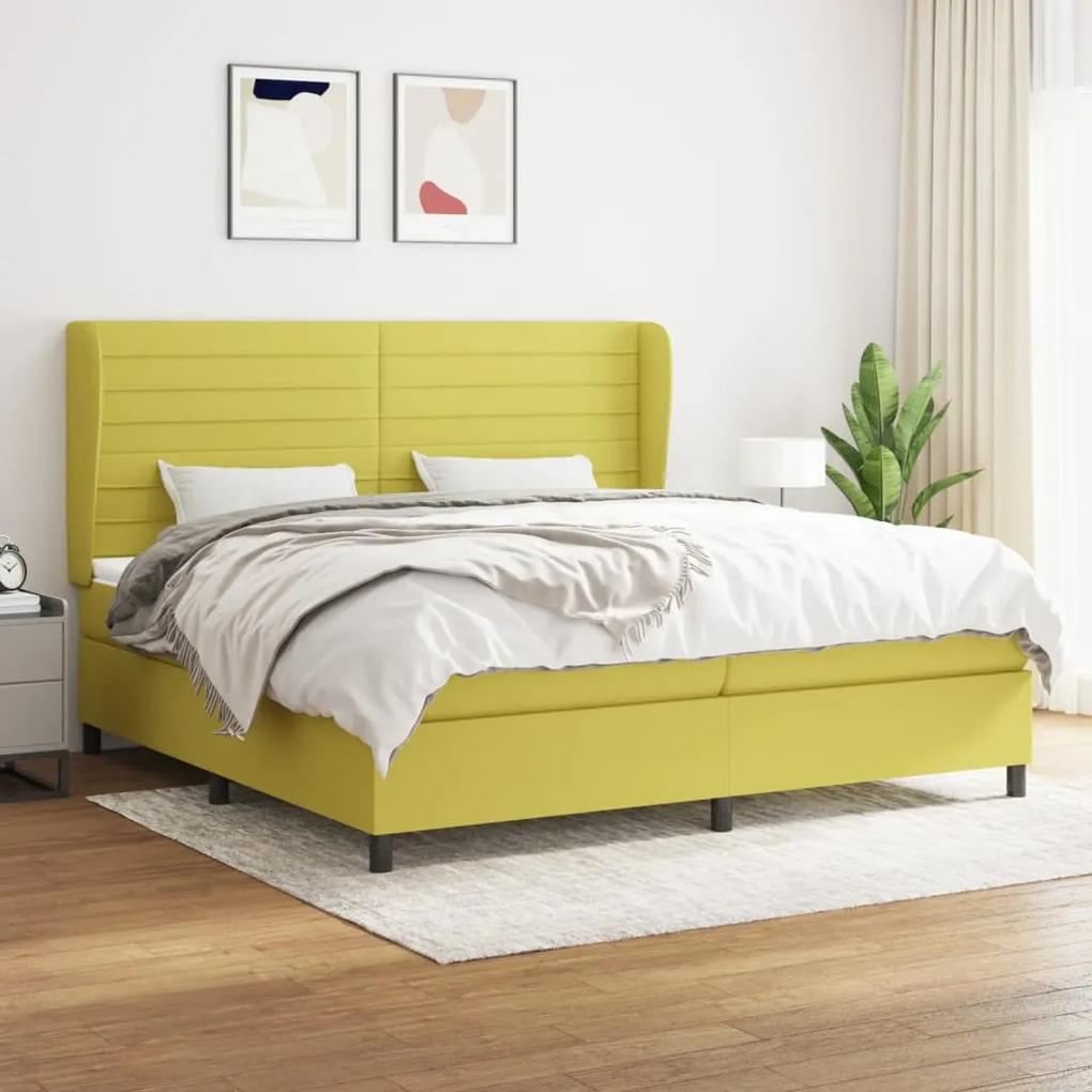 Boxspring posteľ s matracom zelená 200x200 cm látka 3128076