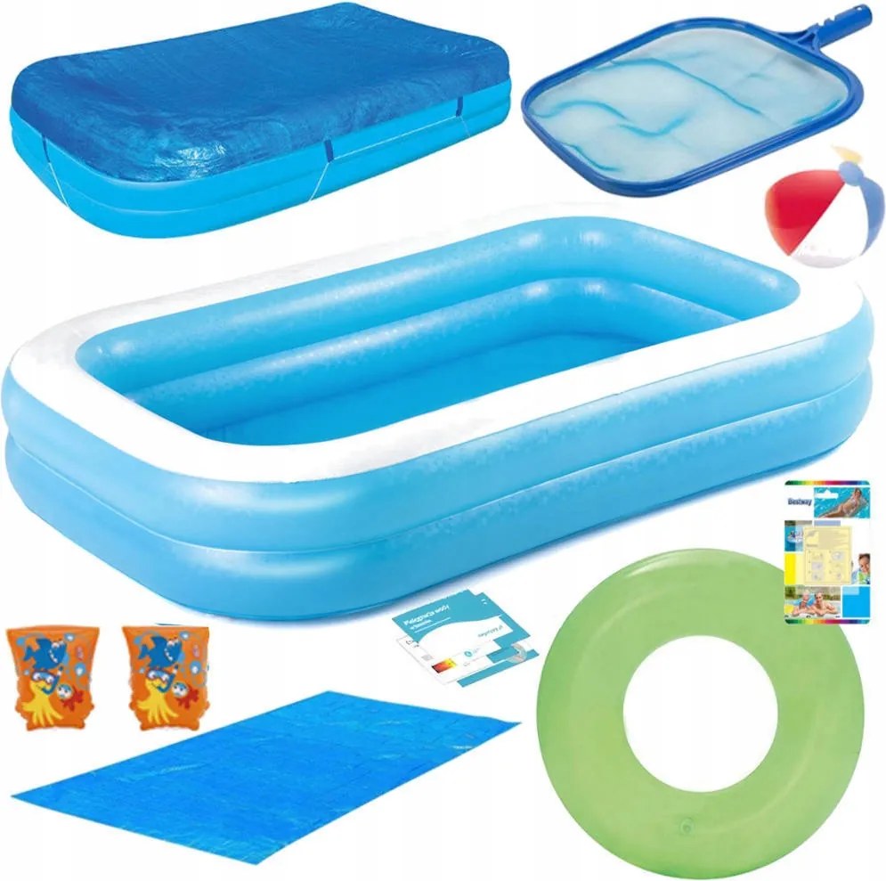 9v1 Bazén 262x175x51 cm Bestway Podložka Kryt Lopta Koleso Rukávnika